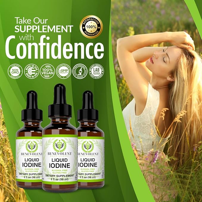 Liquid Iodine Potassium Drops - 1300 Servings | Large 2oz Bottle | Great Taste | 2X Absorption | Just One (1) Drop a Day for Fast Support - Potassium Iodide - Alcohol and Gluten Free