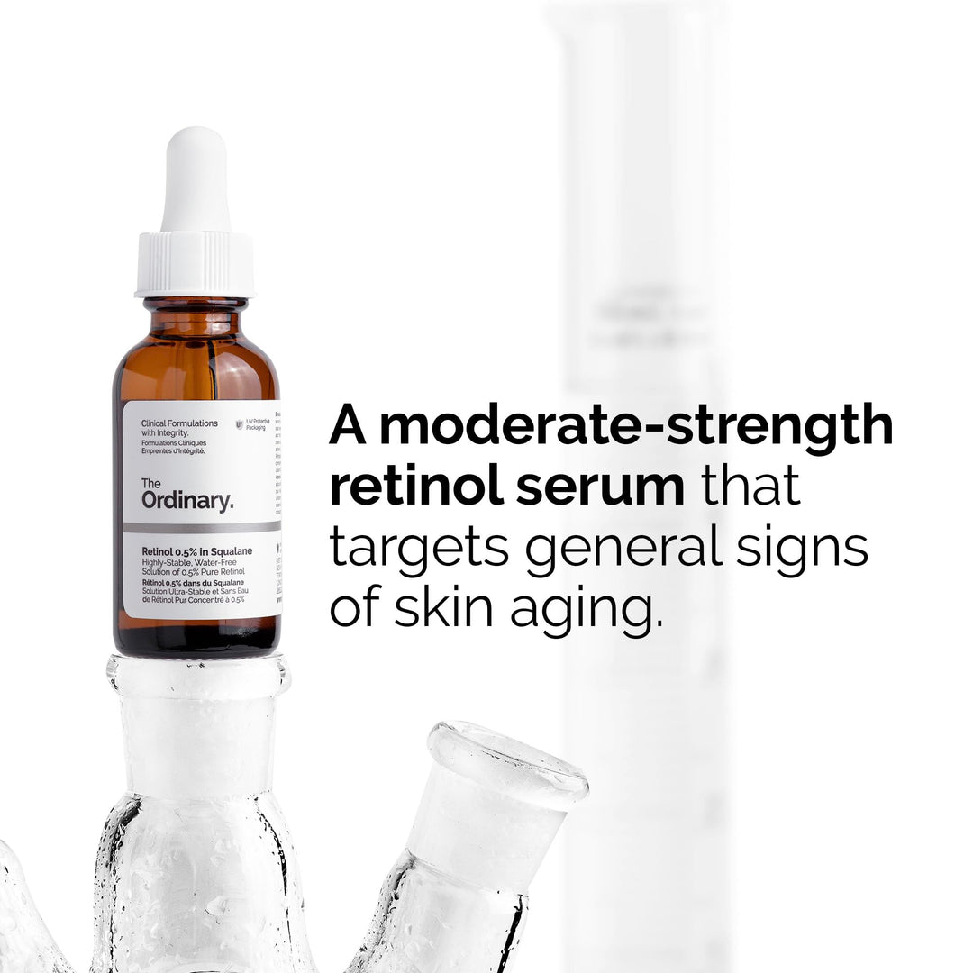 The Ordinary Retinol 0.5% in Squalane, Intermediate Retinol Serum for the Face That Is Anti-Aging and Skin Smoothing, 1 Fl Oz