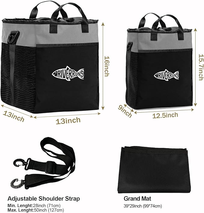 Riverruns Fishing Hunting Wader Bag with Vented Mesh, Waders Boots Bag, Fly Fishing Backpack for Fishing, Hiking, Camping