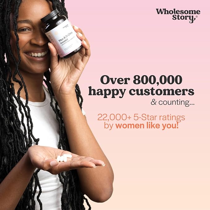 Myo-Inositol & D-Chiro Inositol Capsules with MTHF, Folate, Vitamin D | Support for Ovarian Function, Hormone Balance, & Homocysteine Levels | Fertility Supplements for Women | 360 Count 40:1 Ratio