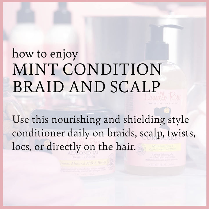 Camille Rose Mint Condition Braid and Scalp Spray, with Aloe Vera and Sea Moss to Hydrate, Reduce Breakage, and Nourish the Scalp, 8 fl oz