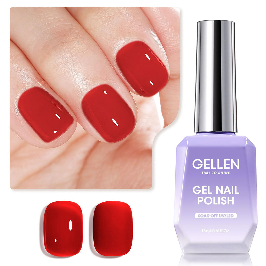 Gellen Red Gel Nail Polish Jelly Gel Polish 18Ml 1Pc Sheer Red Nail Gel Polish Nail Lamp Soak Off Classic Translucent Nail Polis