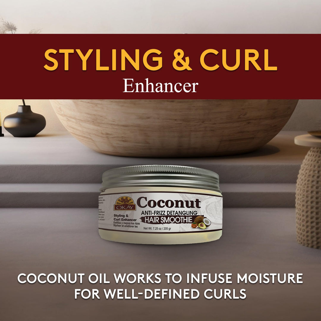 Okay coconut anti frizz detangling hair smoothie 7.25 ounce, Beige, 7.25 Ounce