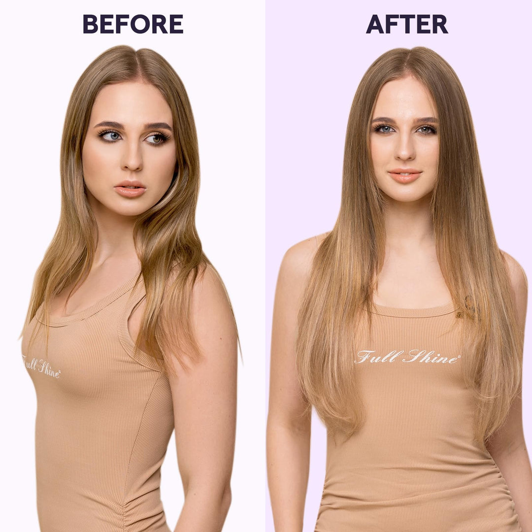 Fshine Wire Human Hair Extensions 14 Inch Balayage Walnut Brown to Ash Brown and Butter Blonde Transparent Fish Line Clip in Hair Extensions 100G