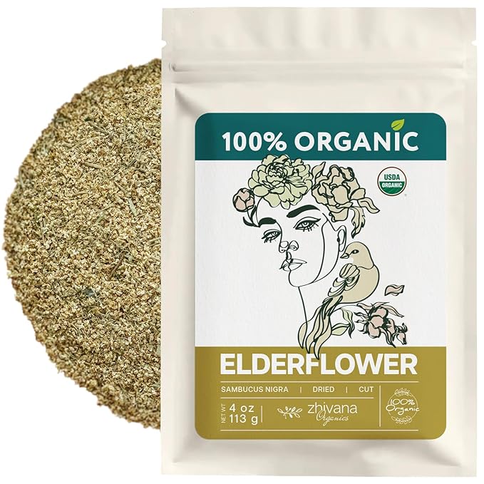 Elderflower Tea Organic (4oz.) - Elder Flowers Dried Herb for Respiratory Health - Loose Leaf Medicinal Tea