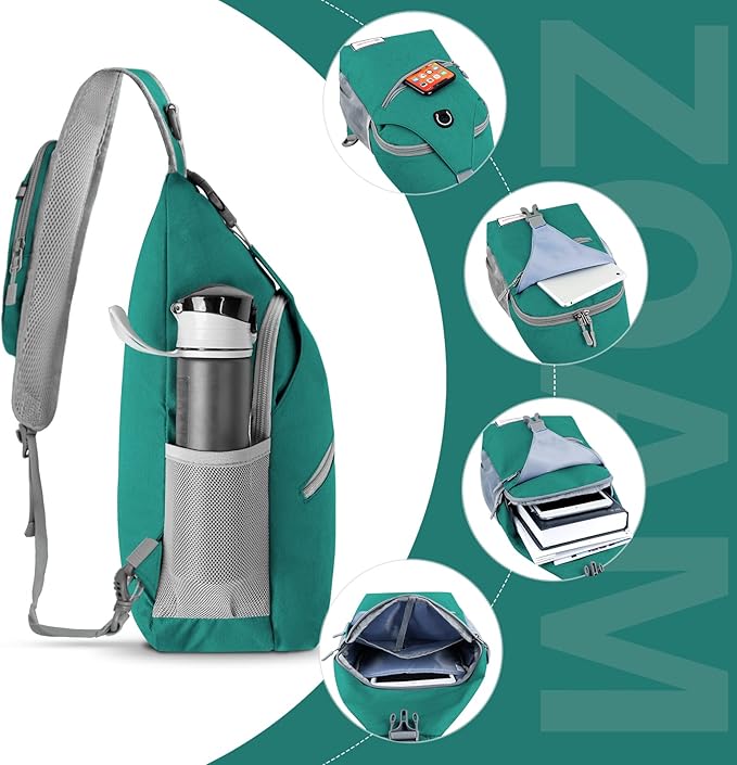 ZOMAKE Sling Bag for Women Men, Small Crossbody Sling Backpack, Mini Water Resistant Shoulder Daypack for Travel, Anti Thief Chest Bag for Hiking, Sports, Army Green(new)