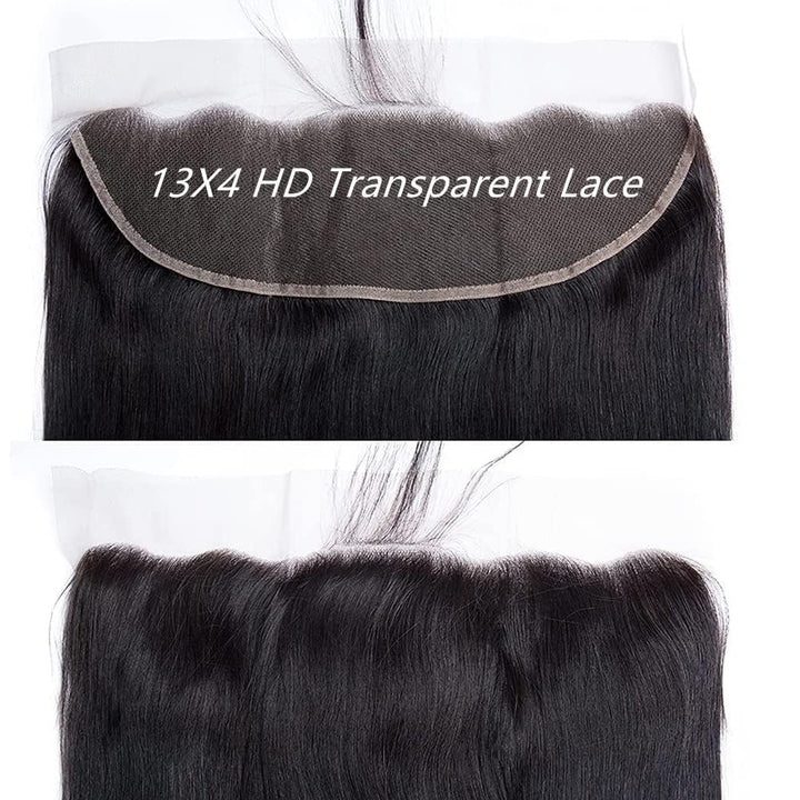 13x4 Frontal Striaght HD Transparent Lace Frontals 12A Brazilian Virgin Human Hair Lace Frontal Closure Natural Black (13 × 4 Lace Frontal, 12 Inch)