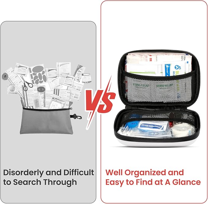 120-Piece First Aid Kit for Travel,Car & Emergency Survival - Compact Waterproof Medical Supplies with Trauma Bandages,Burn Gel & Fever Cooling Patch | Portable for Camping,Hiking,Sports(White)