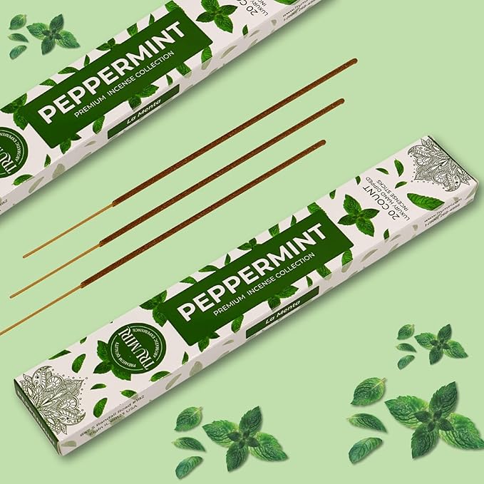 Peppermint Incense Sticks - Total 40 Insence-Sticks - Dual Pack of 20 Insense - Inciensos - Inscents - Natural Non Toxic Ingredients - Incents - Incence - Inscense - Insents