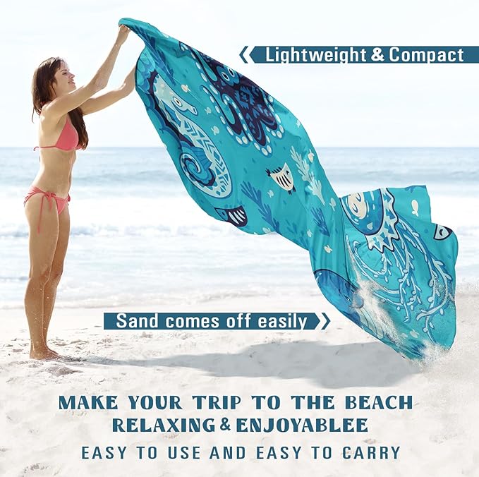Beach Blanket Sandproof Waterproof 78''×81''1-5Adults Oversized,Compact Lightweight Durable Beach Mat for Travel Camping Hiking Picnic Blanket
