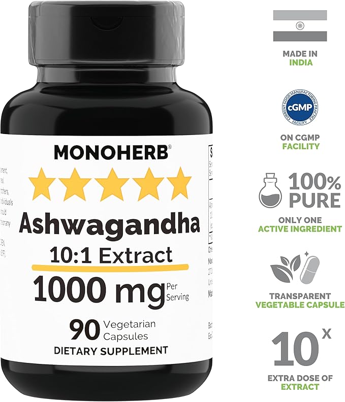 Ashwagandha Extract 1000 mg - 90 Vegetarian Capsules