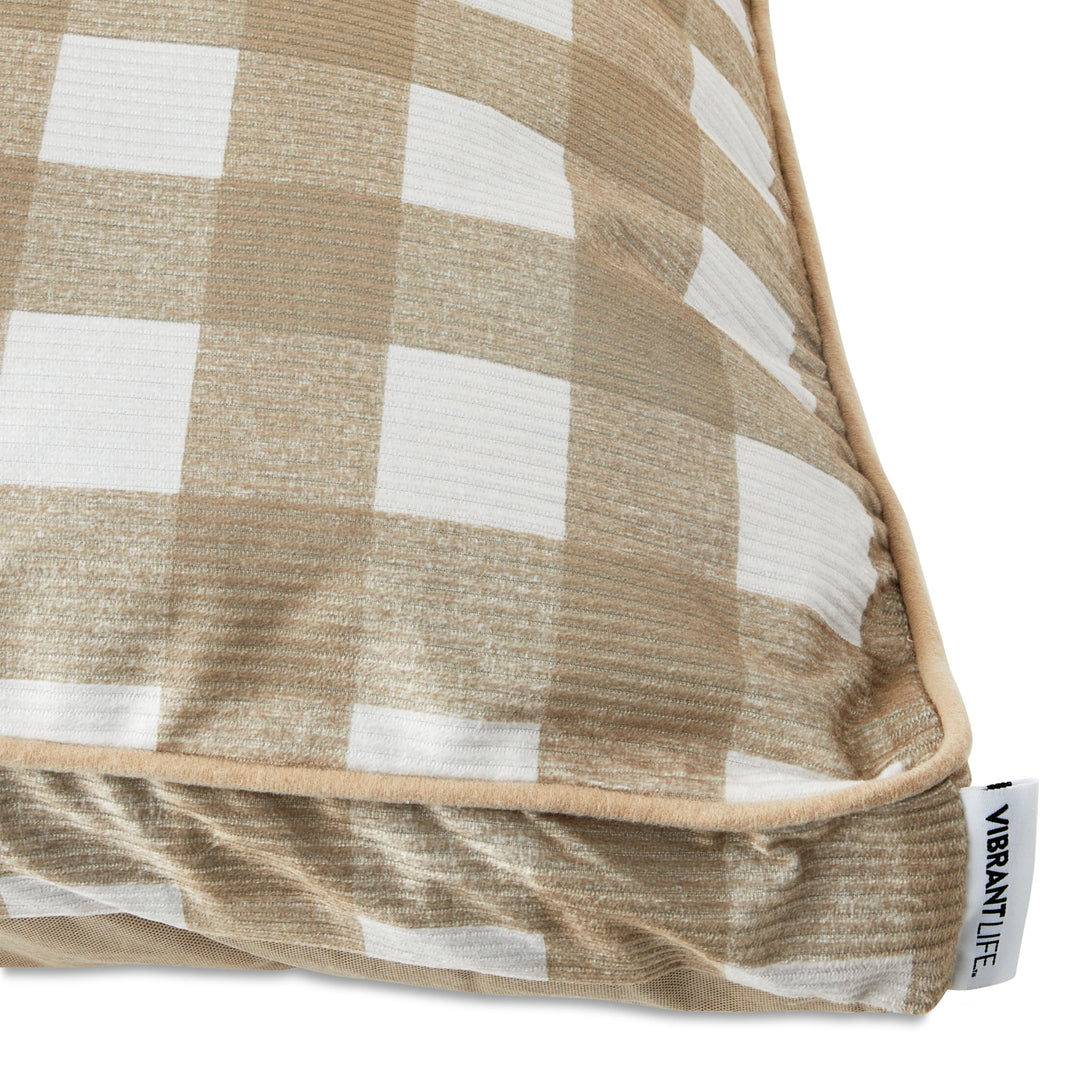 Vibrant Life Bed for Dogs, Gusseted Mat, Removable & Washable Cover, Tan Plaid, 42" x 32"