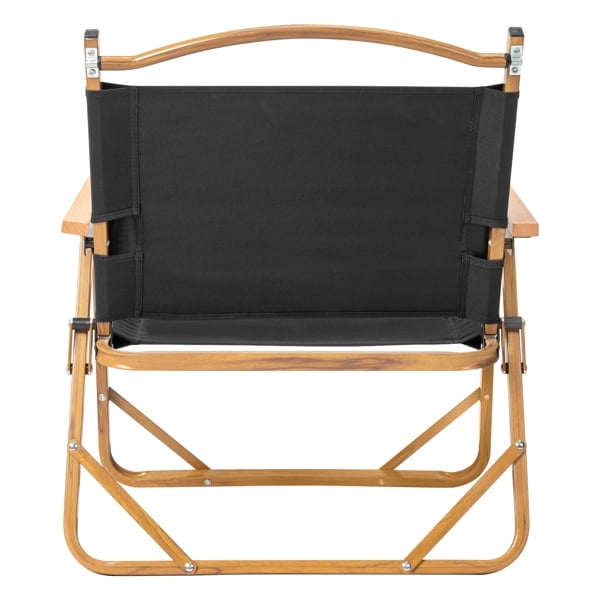 Folding Camping Chairs with 100kg Capacity, Black Imitation Wood Grain