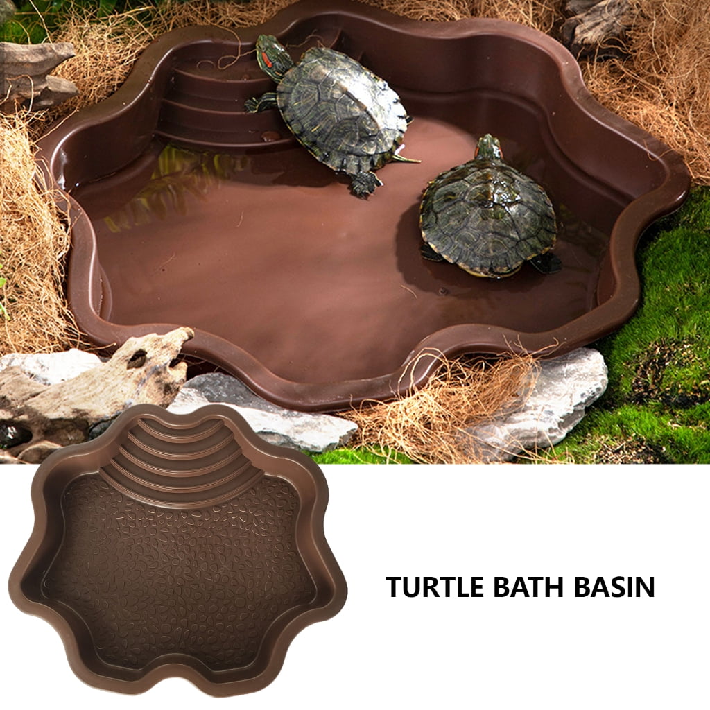 Tmboryuu Reptiles Bathing Pool with Step Large Reptiles Bathing Pool Turtles Bathing for Turtles, Lizards, and Geckos