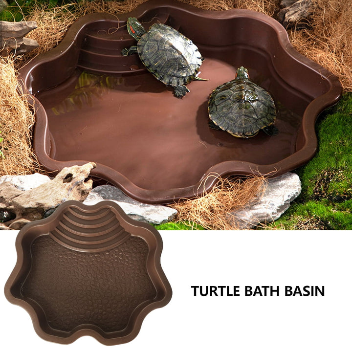Tmboryuu Reptiles Bathing Pool with Step Large Reptiles Bathing Pool Turtles Bathing for Turtles, Lizards, and Geckos