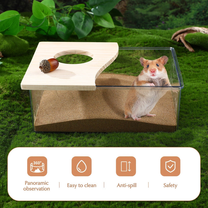 Yage 1pc Transparent Chinchilla Bath House Hamster Sandbox Sand Bath Container Chinchilla Dust Bath Acrylic Container