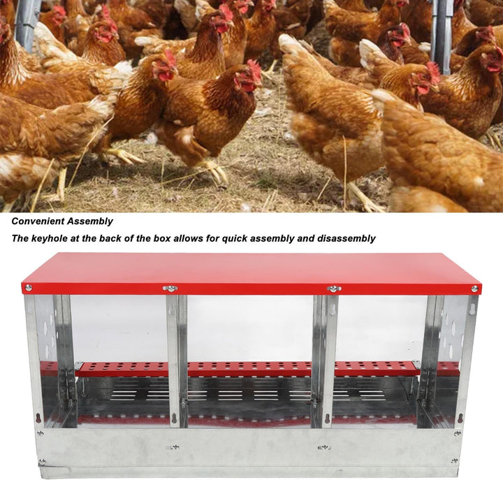 Chicken Coop, 3 Compartment Large Space Chicken Nesting Box Galvanized Iron Plate Easy To Assemble  For Egg Collection