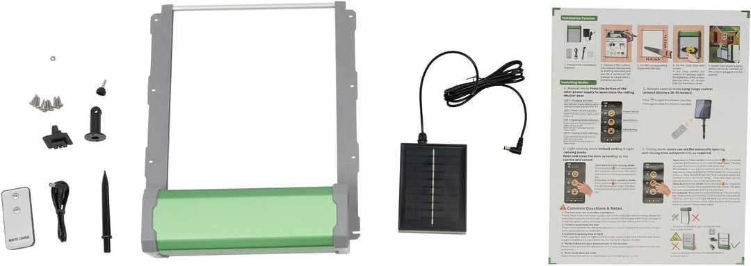 Automatic Chicken Coop Door Solar Powered, Auto Chicken Door Opener with Timer & Light Sensor, Aluminum Alloy Chicken Door with Remote Control & 4 Modes, Intelligent Obstacle Sensors, IP67