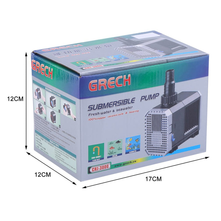 3000L/H Adjustable Submersible Pump Ultra-Quiet Aquarium Fish Tank Water Pump