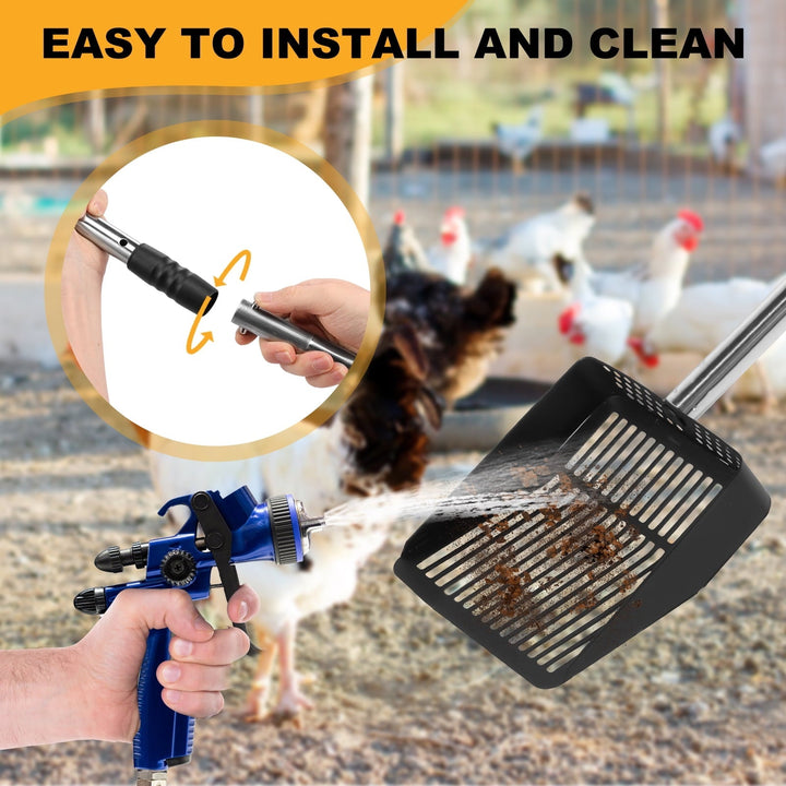 Keyohome Chicken Poop Scooper Stainless Steel Handle Non Stick Detachable Cat Litter Sifter Extendable Long Chicken Cage Children's Beach Shovel