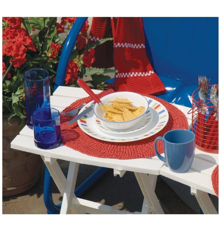 Manufacturing, White Quik Fold Patio Side Table, Resin, One Size