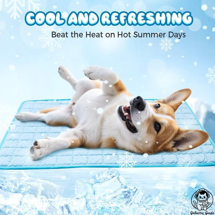 Galactic Goods-Dog Cooling Mat for Summer - Pet Cooling Pad with Gel Ice Pack, Non-Slip & Machine Washable, Cooling Mat for Dogs & Cats Indoor/Outdoor Use