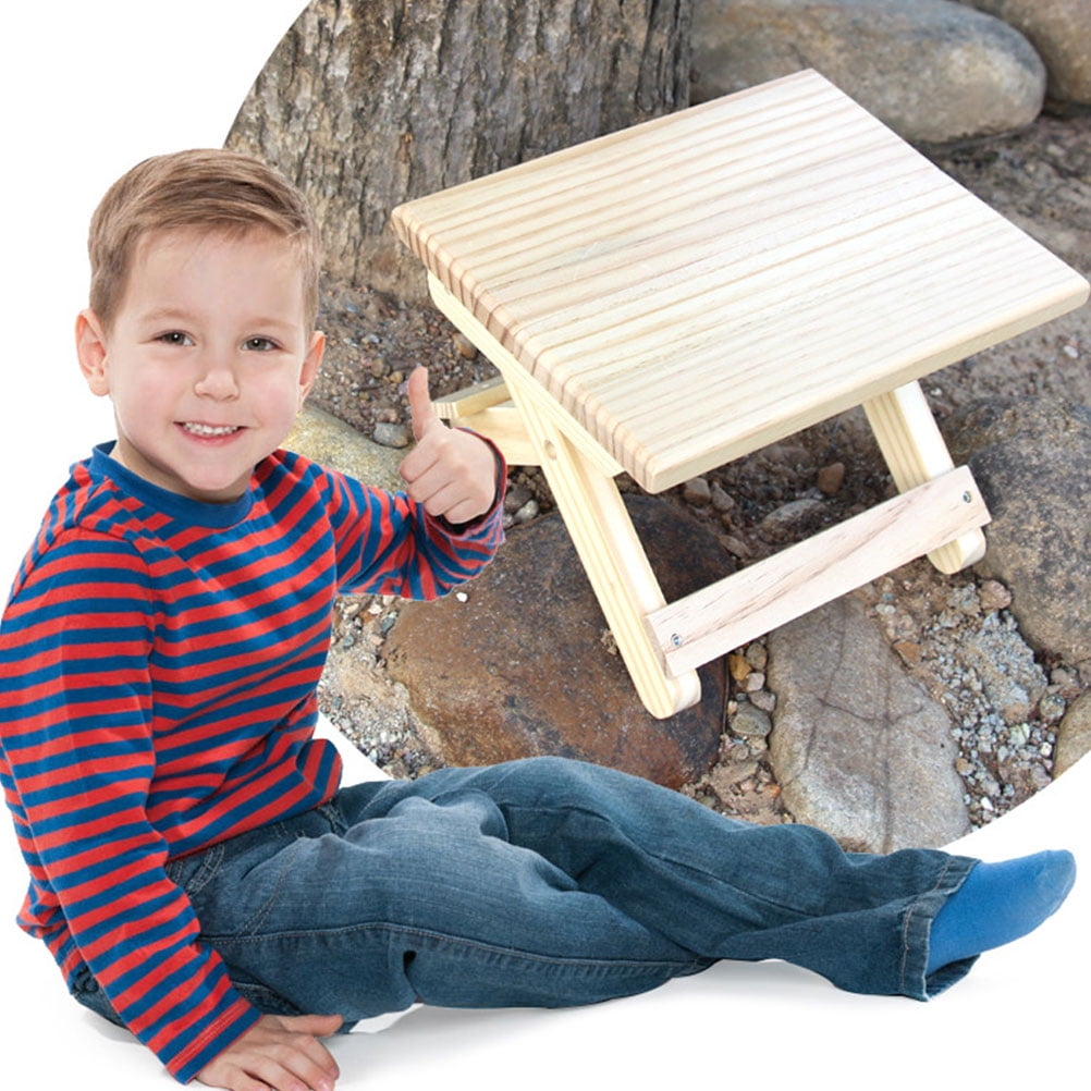 NICEXMAS 1Pack Portable Folding Stool Wooden for Fishing Picnic Park Outdoor Use Light Yellow 11.8x8.3x6.9in