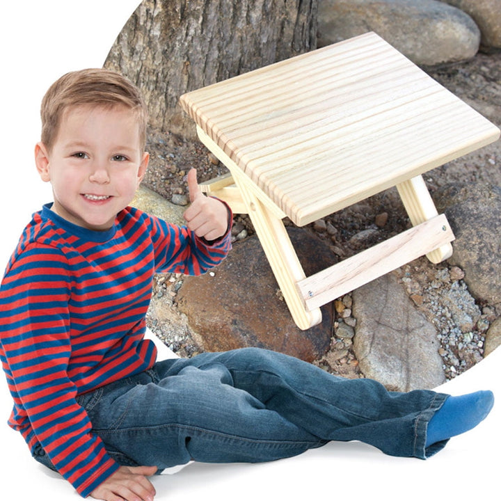 NICEXMAS 1Pack Portable Folding Stool Wooden for Fishing Picnic Park Outdoor Use Light Yellow 11.8x8.3x6.9in