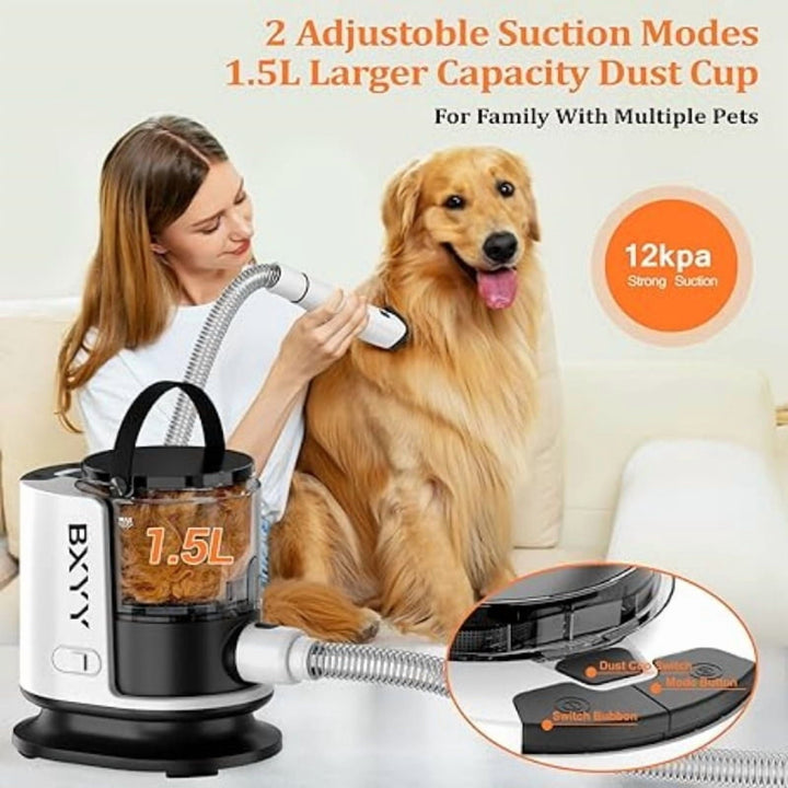 Professional 2.5L Pet Grooming Kit – 5-in-1 Vacuum Clipper System for Dogs, Cats & Small Animals, Low-Noise Hair Suction & Trimming