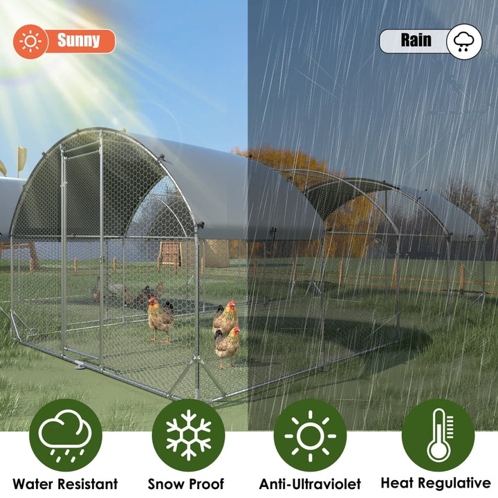 Upgraded Large Metal Chicken Coop with Steel Wire Reinforced Plastic Netting - Waterproof UV-Protected Oxford Cloth - Ideal Outdoor House for Ducks, Rabbits, Sheep, and Birds - Durable and Secure