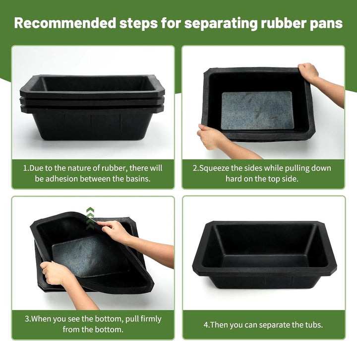 3Pcs Large Rubber Feeder Pan, 10 Quart/2.5 Gallon Horse Feed Bucket Water Bowl, Heavy Duty Water Troughs for Livestock Chicken Dust Bath Tub for Pig Goats Horses Farm Animal Feeding