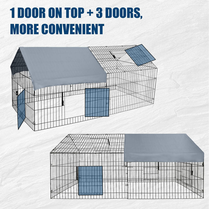 Kselythan 86"x40"x40"Large Metal Chicken Coop,Metal Pet Playpen With Waterproof Cover,Small Animal Cage,Outdoor Backyard Farm Pet Playpen for Rabbit,Duck,Chinchillas
