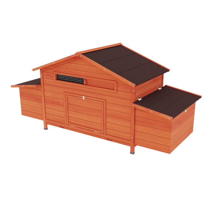 Coowa Large Wooden Chicken Coop Outdoor Hen House with 2 Nesting Boxes and 2 Free-Range Doors