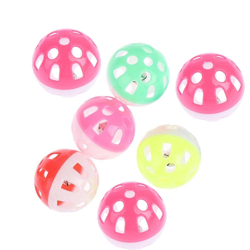 7Counts Plastic Ball Cat Toys Lattice Balls with Bell Jingle Kitten Toy