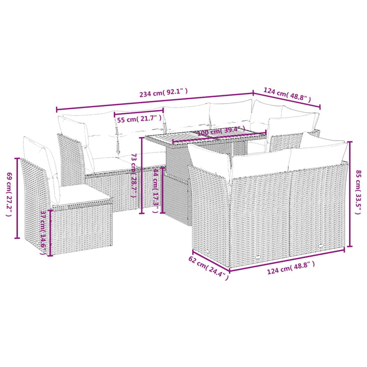 vidaXL Garden Sofa Set Black, Cream White
