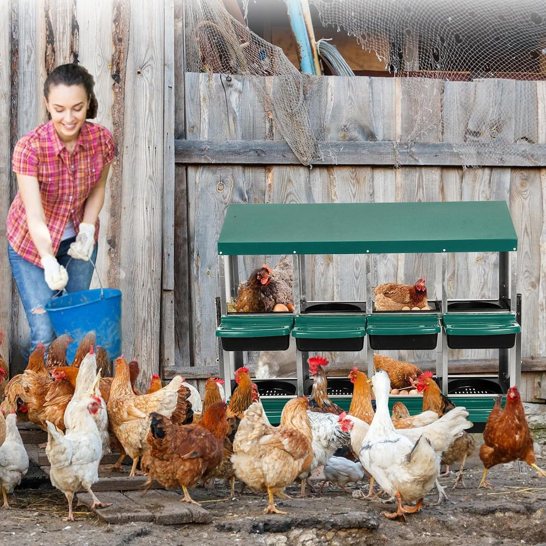 Pinypikaka Chicken Nesting Box with Bracket Legs, 8 Compartments Nesting Boxes for Chickens, Chicken Laying Boxes, Roll Away Nesting Box for Chickens Laying Egg with Lid Cover