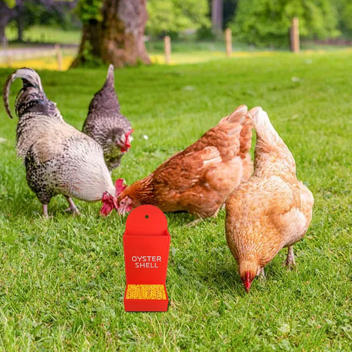 MU Hanging Chicken Gravel Feeder & Oyster Shell Grit Feeder Plastic 3D Printing Chicken Feeder Chicken coop Accessories Automatic Chicken Feeder (Red)