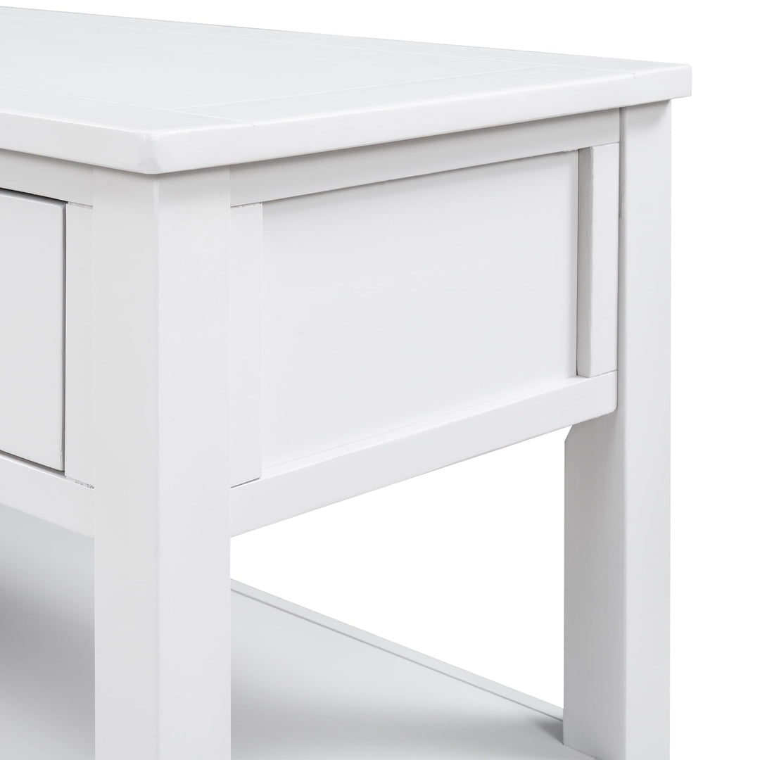 FARONZE Retro Design Console Table with Two Open Shelves, Antique White, Pine Solid Wood Frame