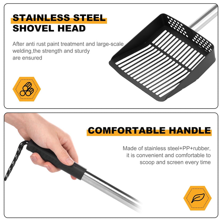 Keyohome Chicken Poop Scooper Stainless Steel Handle Non Stick Detachable Cat Litter Sifter Extendable Long Chicken Cage Children's Beach Shovel