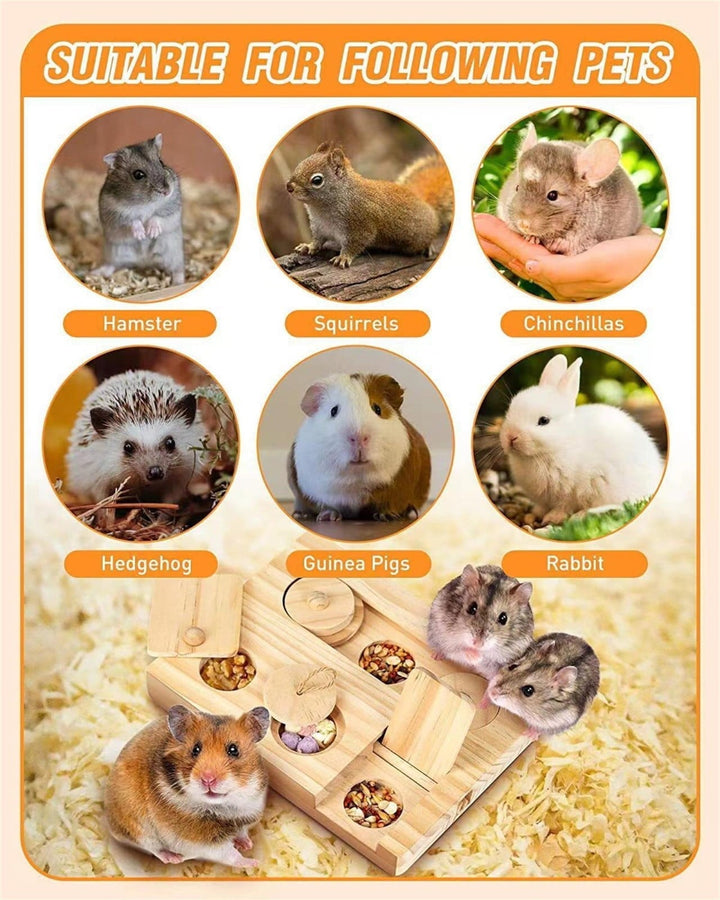 Pig Foraging Toys 6 In 1 Hamsters Wooden Interactive Enrichment Toys Dispenser For Small Animal Funny Toys For Rabbits Bunny And Gerbils