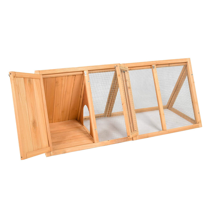 Gojooasis Wooden Triangle Outdoor Chicken Coop Rabbit Hutch For Small Pets