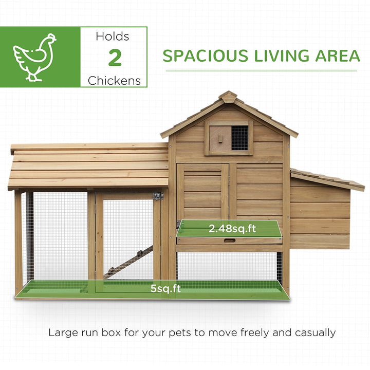 WRXNOOK 59" Wooden Chicken coop, Small Hen House with 2 Doors, Nesting Box & Removable Tray Poultry Cage for Outdoor Backyard