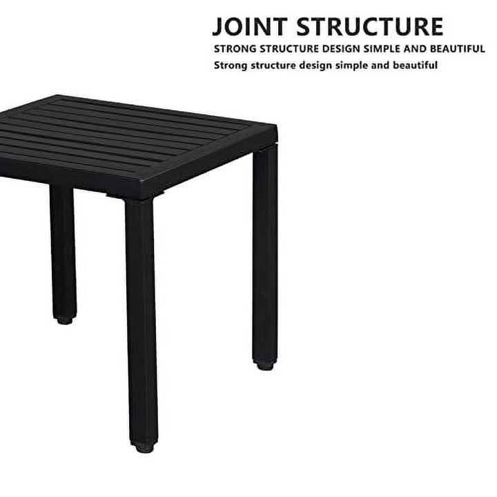 amopacorp Indoor Outdoor Small Metal Square Side End Table, Patio Coffee Bistro Table, Fashionable and Simple Wrought Iron Side Table, Black