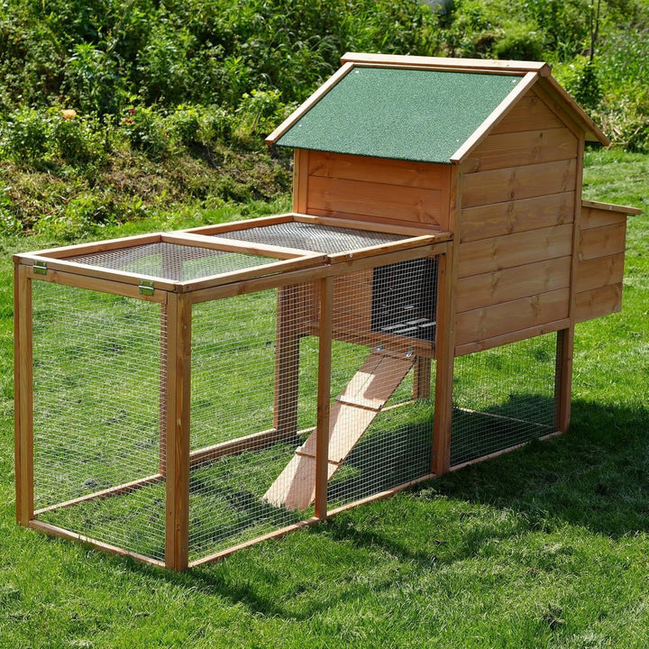 80'' Large Chicken Coop with Nesting Box,Wooden Hen House for 2-4 Chickens,Outdoor Chicken House with Removable Tray,Run&Waterproof Roof,Duck Coop,Yard