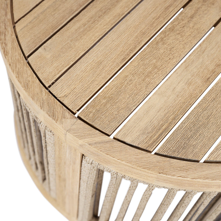 Christopher Knight Home 39.5" Outdoor Oval Coffee Table with Woven Rope Design, Light Teak