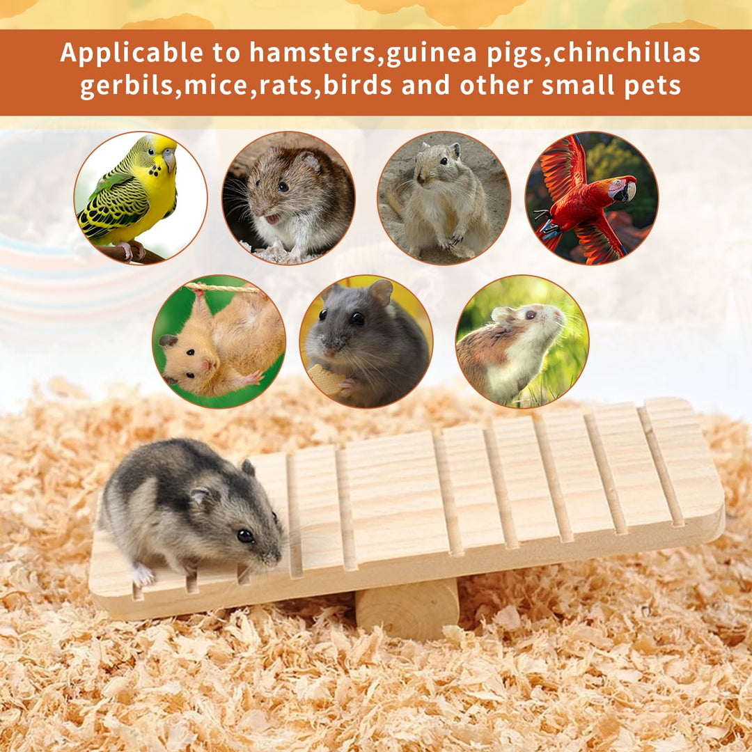 Hamster Chew Toys Rabbit Toys  Guinea Pig Chew Toys Set ,Hamster Molar Toys Teeth Toy ,Swing Seesaw Bridge for Chinchillas Bunnies (wood 58pcs)