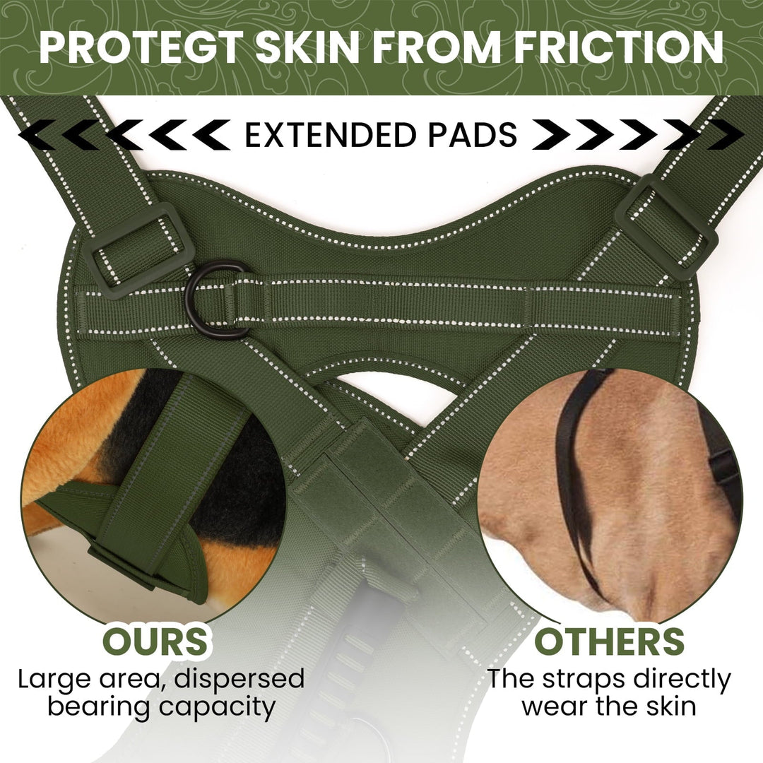 PcEoTllar No Pull Dog Harness for Small Dogs, Reflective Dog Vest Harness with Handle, Adjustable Easy on Dog Harness for Training Running Walking, Green S