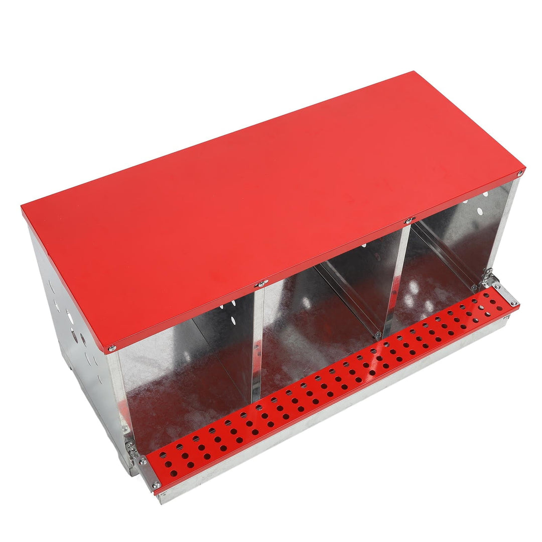 Chicken Coop, 3 Compartment Large Space Chicken Nesting Box Galvanized Iron Plate Easy To Assemble  For Egg Collection
