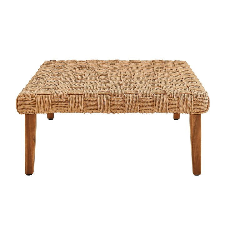 Coffee Side Table, Natural Brown, Wicker Rattan, Outdoor Patio Balcony Cafe Bistro Garden Hospitality Restaurant, Modern Contemporary, HB37236