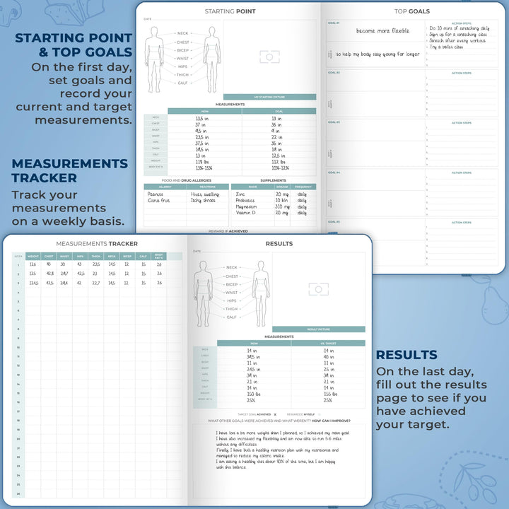 Clever Fox Food Journal Pro – Diet & Wellness Planner for Women & Men – Weight Loss Diary with Calorie Tracker – Food Log for Tracking Meals, Exercise & Weightloss - Undated, 7" x 10" Mystic Blue